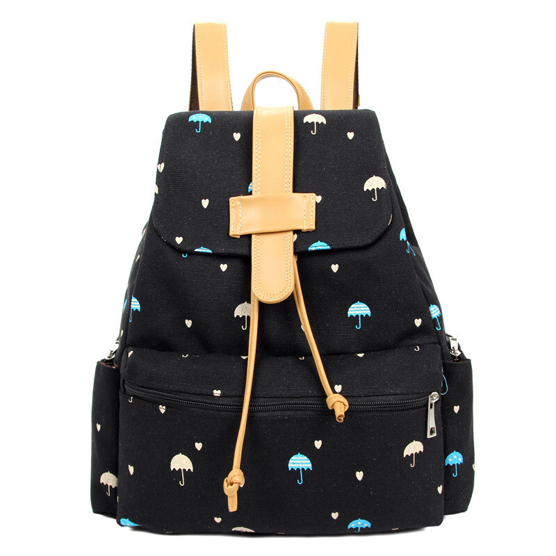 秋之北緯旅行包女2016新款雙肩包帆布背包大容量學生包書包D6C143 淺藍色