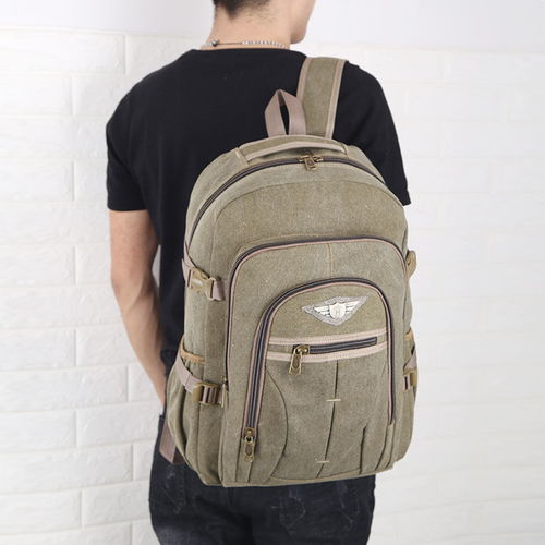 新款大容量帆布雙肩包休閑戶外旅行包男復古行李背囊多功能書包女