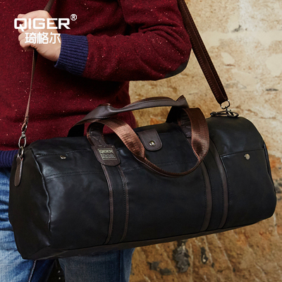 旅行包男手提旅行袋單肩圓筒健身包韓版訓練男包皮運動行李包旅游