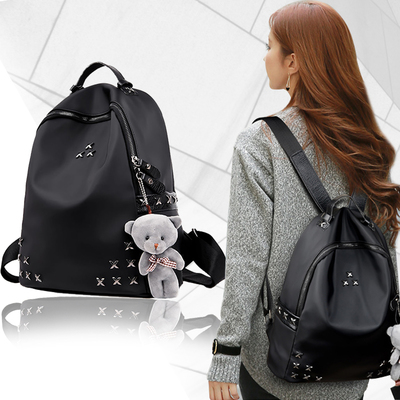 2017新款潮書包牛津布雙肩包女韓版帆布背包時尚女包學院風旅行包